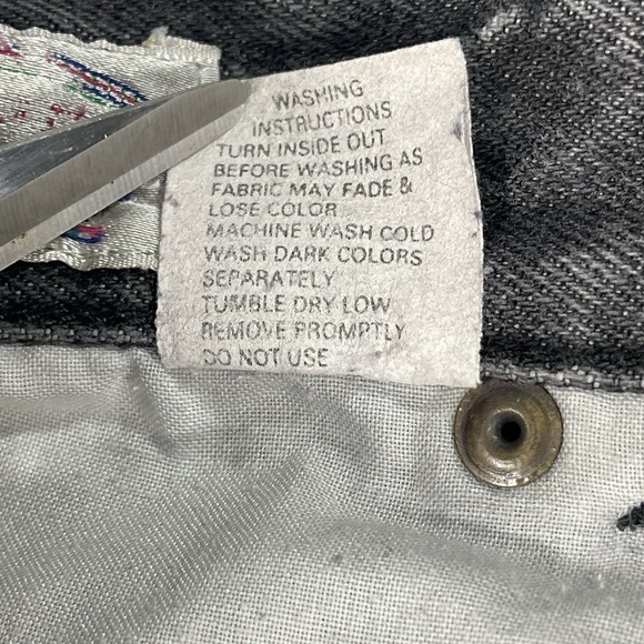 Vintage Falls Creek Dungarees Men's‎ 31 X 30 Black Acid Wash Jean Distressed Zip - Picture 11 of 11